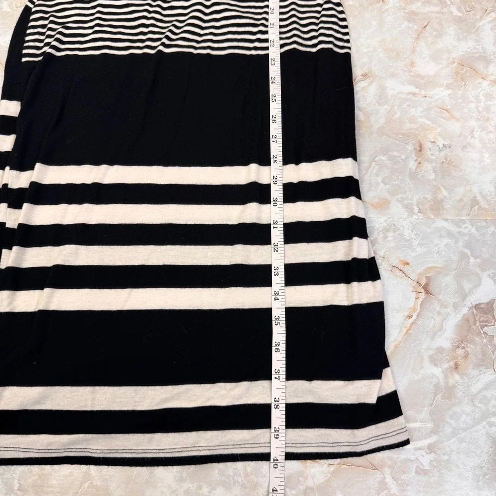 Almost Famous Striped Midi Dress Women M Black White Short Sleeve Bodycon Rayon